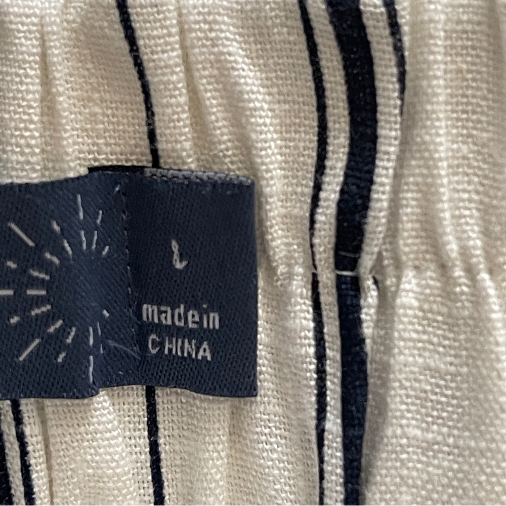 Indigo Rising Wide Leg Linen Cotton Striped Beltes Pants Size Large NWT - Picture 6 of 12